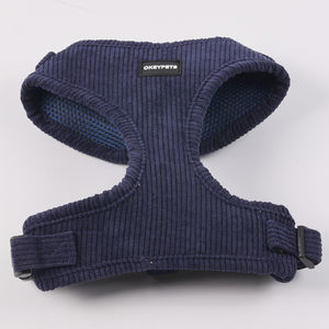 Arnés de perro personalizado de fácil liberación a la moda, chaleco de malla para mascotas, fabricantes, arnés y correa de lujo para perro de pana azul sólido <span class=keywords><strong>XXS</strong></span> - Product Image 2