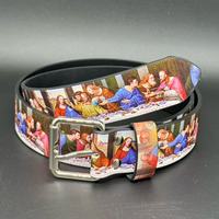 Ceinture large unisexe en cuir PU avec imprimé drapeau britannique et motif Londres, boucle ardillon vintage en alliage, style mode décontracté streetwear hip-hop décoratif