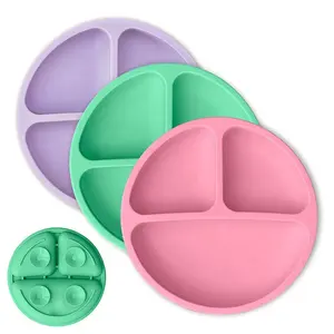 Nouvelles assiettes en silicone pour bébé, vaisselle antidérapante, plat d'alimentation pour bébé, aspiration divisée pour tout-petits enfants, assiette d'aspiration pour bébé