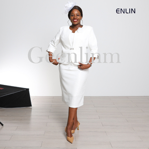 Robe de cérémonie blanche en mousseline de soie style turc grande taille pour femme, élégante tenue de dimanche boutonnée imprimée - Product Image 5