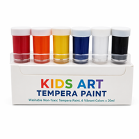 Ensemble de peinture à la tempera personnalisé avec logo, 20 ml, 6 couleurs, peinture pour affiches pour enfants, vibrante et lavable, pour la salle de classe