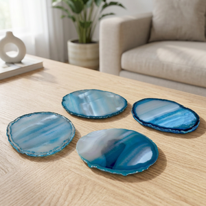 R.K.INTERNATIONAL Ensemble de sous-verres en agate résineux résistant à la chaleur, fabriqués à la main, de luxe |   Sous-verres décoratifs en résine époxy avec bord doré - Product Image 2