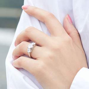 Drei Stein Zirkon Ehering S925 Silber Zirkon Ring Sterling Silber Ringe Feiner Schmuck Für Damen Hochzeits versprechen - Product Image 5