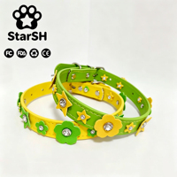 Colliers pour animaux de compagnie en cuir PU style princesse à petites fleurs, vente directe d'usine, best-seller transfrontalier universel pour chats et chiens