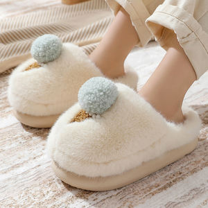 New Stock Arrival Comfortable Plush Cotton Fabric for Slippers Flower Embroidery Closed Toe EVA for Summer Home Use Big Discount - Product Image 3