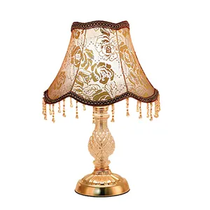 Lampe de table led de luxe en tissu, demi-mètre, style européen, économie d'énergie, corps verre, décoration intérieure
