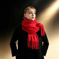 Écharpe en fausse fourrure de cachemire brossée à franges, châle pashmina chaud et doux pour l'hiver, écharpe enveloppante unie à pompons pour femme, usage quotidien en extérieur