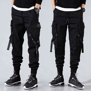 Wholesale Men <b>Tape</b> Loose <b>Binding</b> Pants Casual Trousers Punching Pants Patchwork Loose Cargo Pants Fashion Style - Product Image 2