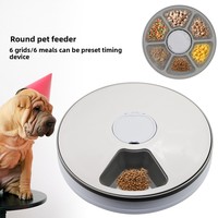 Distributeur automatique intelligent pour animaux de compagnie, grande capacité, six compartiments, étanche, alimenté par batterie, avec programmation de l'alimentation et alerte musicale pour chiens et chats