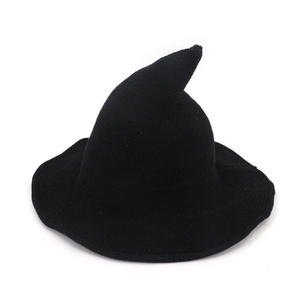 Sombrero <span class=keywords><strong>de</strong></span> <span class=keywords><strong>bruja</strong></span> divertido <span class=keywords><strong>de</strong></span> punto fino para Halloween, estilo occidental, para primavera y otoño, <span class=keywords><strong>gorro</strong></span> puntiagudo para adultos, sombrero <span class=keywords><strong>de</strong></span> mago liso al por mayor - Product Image 2
