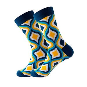 Calzini da uomo a metà polpaccio 40-45 con motivo geometrico, calzini alla moda - Product Image 1