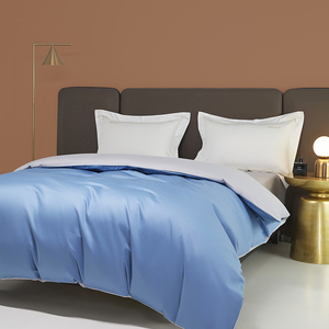 <span class=keywords><strong>Set</strong></span> <span class=keywords><strong>copripiumino</strong></span> blu regina singolo a doppio incantesimo in <span class=keywords><strong>cotone</strong></span> egiziano all'ingrosso tinta unita - Product Image 2