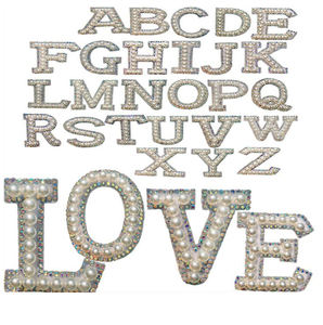 <span class=keywords><strong>Alphabet</strong></span> <span class=keywords><strong>Perle</strong></span> Rhinestone Mots Repassage sur Patches Applique 3D Handmade Cute Diy Colors Letter Patches - Product Image 3