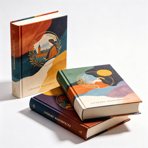 Livre relié à couverture rigide avec illustration paysagère personnalisée, impression couleur sur papier épais écologique, revêtement brillant - Product Image 1