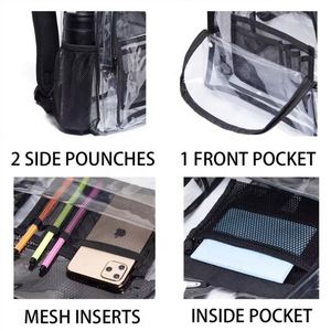 <b>Hot</b> Sale Custom Logo Pvc School <b>Bag</b> <b>Pink</b> Transparent Clear Backpack With Reinforced Strap for College Workplace Airport - Product Image 4