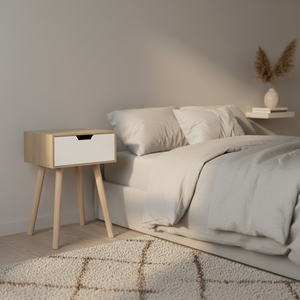 Elegante <span class=keywords><strong>Mesita</strong></span> <span class=keywords><strong>de</strong></span> <span class=keywords><strong>Noche</strong></span> en Color Blanco Madera con Cajón y Gabinete <span class=keywords><strong>de</strong></span> Almacenamiento para Dormitorio - Product Image 5