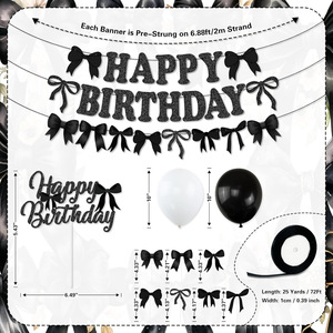 Ensemble de nœuds à thème Black <span class=keywords><strong>Wednesday</strong></span> pour fête d'anniversaire, <span class=keywords><strong>série</strong></span> sombre, bannière à nœuds - Product Image 5