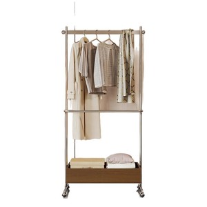 Perchero de acero inoxidable portátil, rectangular, para dormitorio, organizador de almacenamiento de ropa para uso doméstico. - Product Image 5