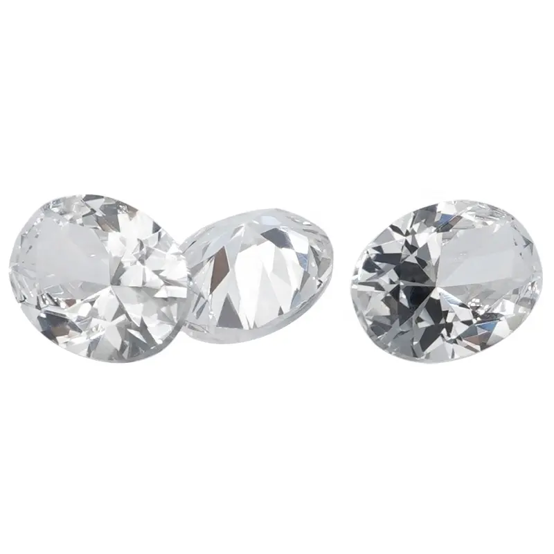 12# niel gems oval cut synthetic corundum gem stone price loose oval white sapphire gemstones