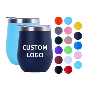 Logotipo personalizado 12oz 304 Acero inoxidable aislado recubierto de polvo sublimación forma de huevo taza térmica taza de café vaso de vino con tapa - Product Image 1