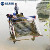 Récolteuse semi-automatique à roues à aubes pour l'élimination des jacinthes d'eau, équipement compact de nettoyage de lacs