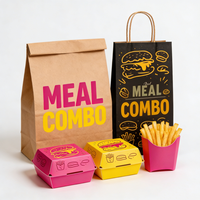 Venta Directa de Fábrica, Juego de Cajas de Embalaje de Papel para Alimentos Personalizadas, Caja de Papel para Comida para Llevar, Papas Fritas, Pollo Frito, Hot Dog, Hamburguesa