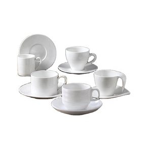 Tazas de Café de Cerámica Duraderas con Platos, Juego de Tazas de Espresso y Cappuccino de Varios Tamaños para el Hogar o Cafeterí<span class=keywords><strong>a</strong></span> - Product Image 1