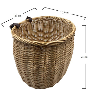 Cesta de mimbre tejida para bicicleta, color marrón claro, 29x23x25 cm, con correas ajustables - Product Image 2