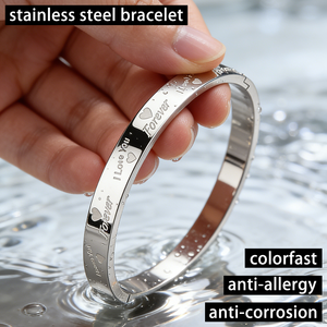 Bracciale Romantico per Coppie in <span class=keywords><strong>Acciaio</strong></span> Inox Placcato Oro 18K, Personalizzabile con Incisione Laser a Forma di Cuore per Uomo e <span class=keywords><strong>Donna</strong></span> - Product Image 2