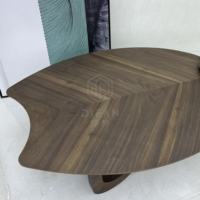 Table d'appoint en cuir haut de gamme pieds en métal ensemble de Tables basses modernes en bois massif
