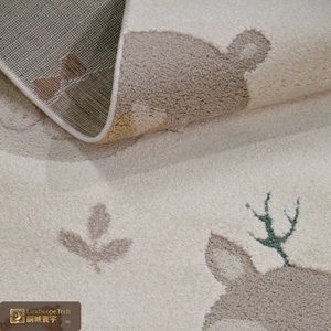 Tapis en jute tissé à la machine LanScope Tech, résistant, lavable, durable, en polypropylène et polyester, hauteur de poils de 9 mm, sur le thème des animaux amusants - Product Image 3