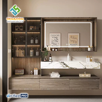 Ensemble de meubles de salle de bain modernes en bois massif OEM avec miroir mural, lavabo et robinet pour chambre, entrepôt, maison, bar, hôpital, atelier