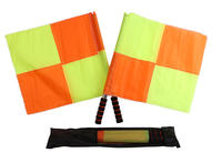 Drapeaux d'arbitre de football bicolores rouge et jaune, portables, avec sangle réglable, personnalisables avec logo, vente en gros, orange, les plus vendus