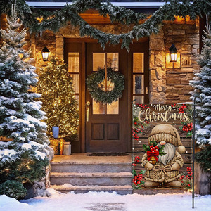 New Double-Sided Rectangle Garden Flag Christmas Snowman Printed Outdoor Yard Decorative <b>Small</b> - Product Image 2
