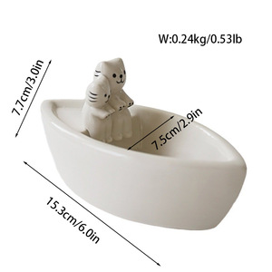 Portavelas de Cerámica con Forma de <span class=keywords><strong>Barco</strong></span> de Gato Hecho a Mano para Decoración del Hogar y la Sala de Estar - Product Image 3