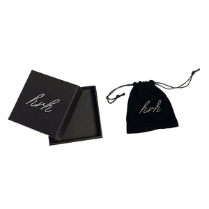 Boîte à bijoux de luxe noire avec sac et pochette, boîte à bijoux en velours, boîte de rangement pour bijoux en carton, boîte à bijoux légère, emballage pour bijoux - Product Image 1