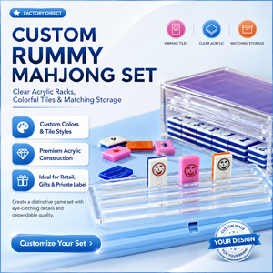 Juego <span class=keywords><strong>de</strong></span> Mahjong <span class=keywords><strong>de</strong></span> Acrílico Tallado con Detalles Dorados y Números Secuenciales, Cubo <span class=keywords><strong>de</strong></span> Rummy, Regalo Entretenido - Product Image 2