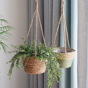 Pot en rotin pour <span class=keywords><strong>plante</strong></span> d'intérieur suspendu jardinière de fleurs panier suspendu tissé en <span class=keywords><strong>corde</strong></span> de jute - Product Image 3