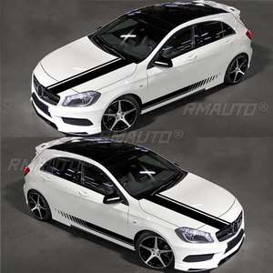 5 autocollants latéraux de voiture, bandes décoratives pour carrosserie, autocollants pour capot de porte, couvre-rétroviseurs, style sport racing pour Toyota/BMW/Audi/VW/Benz - Product Image 3