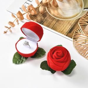 Rose-Patterned Modern Stylish PENOBON Velvet-Lined Jewelry Packaging Box for Rings and Earrings Gift Box - Product Image 4