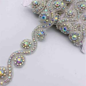 Adornos de encaje de tul bordado con cuentas, lentejuelas, cristales, diamantes de imitación y flecos para vestidos de novia - Organza elegante - Product Image 5