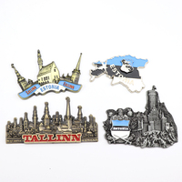 Aimants de réfrigérateur magnétiques en métal 3D personnalisés par le fabricant, souvenir touristique de la ville de Tallinn, Estonie