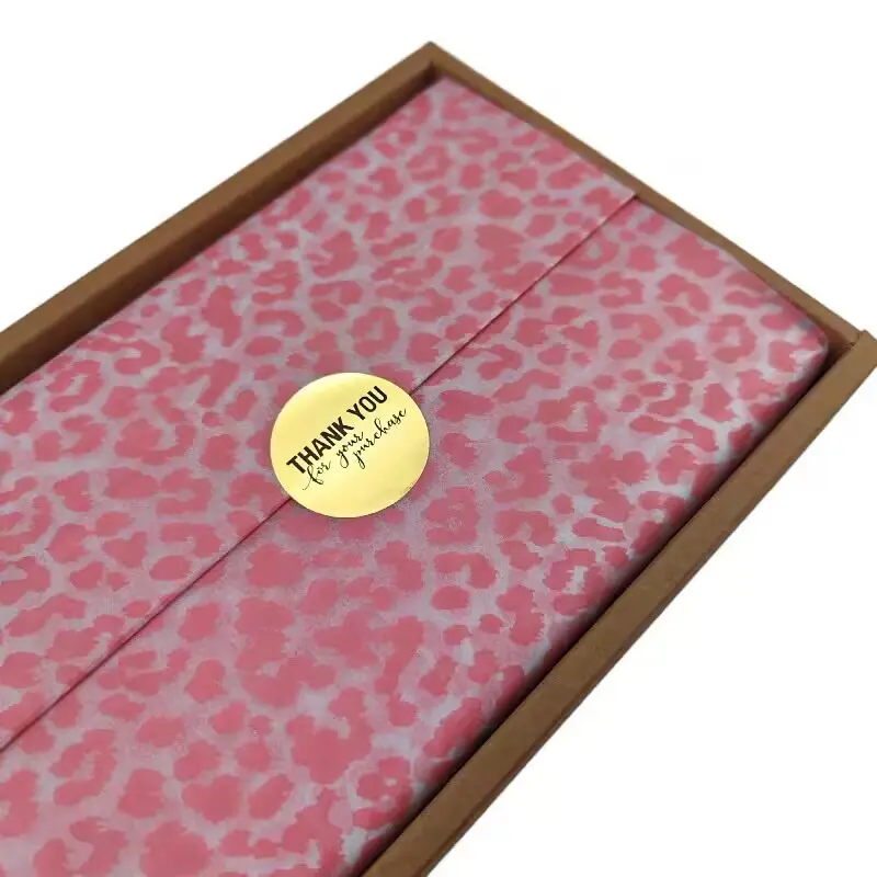 Papel tisú de embalaje con estampado de leopardo Rosa reciclable, papel de regalo, ropa, zapatos, papel tisú impreso para embalaje