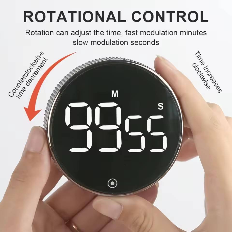 Unique Digital LED Common Magnetic Kitchen Timer Round ABS Plastic Rotary Electronic Alarm Remind Manual Timer