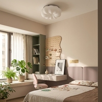 Armoire intégrée murale multifonctionnelle en crème mate pour chambre et bureau, avec miroir