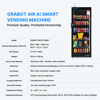 Distributeur automatique commercial Grabot 480L 24/7 sans surveillance, certifié CE, pour boissons et snacks d'aéroport, avec refroidisseur intelligent 4G à distance