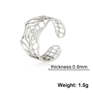 Kadınlar erkekler için örümcek Web halkaları açık ayarlanabilir halka paslanmaz çelik Punk tarzı içi boş - Product Image 6