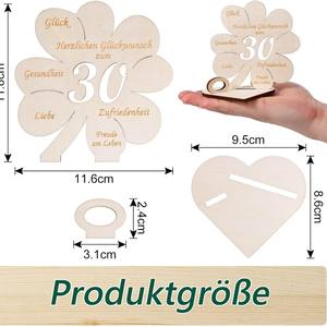 Cadeau d'argent porte-bonheur trèfle personnalisé en bois unisexe avec livre d'or en bois fournitures de fête de mariage 30e <span class=keywords><strong>anniversaire</strong></span> - Product Image 4