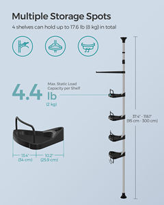 Étagère de <span class=keywords><strong>douche</strong></span> d'angle <span class=keywords><strong>télescopique</strong></span> SONGMICS 95-300 cm en acier inoxydable avec 4 niveaux pour salle de bain - Product Image 5