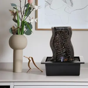 Fontaine d'eau de bureau LED avec cascade apaisante - Lumières changeantes de couleur Fontaine en résine pour la décoration moderne de la maison et cadeau <span class=keywords><strong>zen</strong></span> - Product Image 6